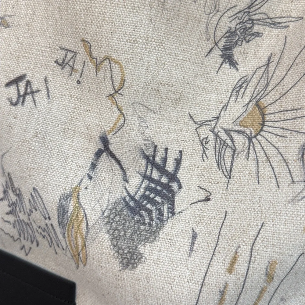 Adolfo Dominguez NWT linen canvas clutch handbag in cream with abstract designs - Picture 2 of 7